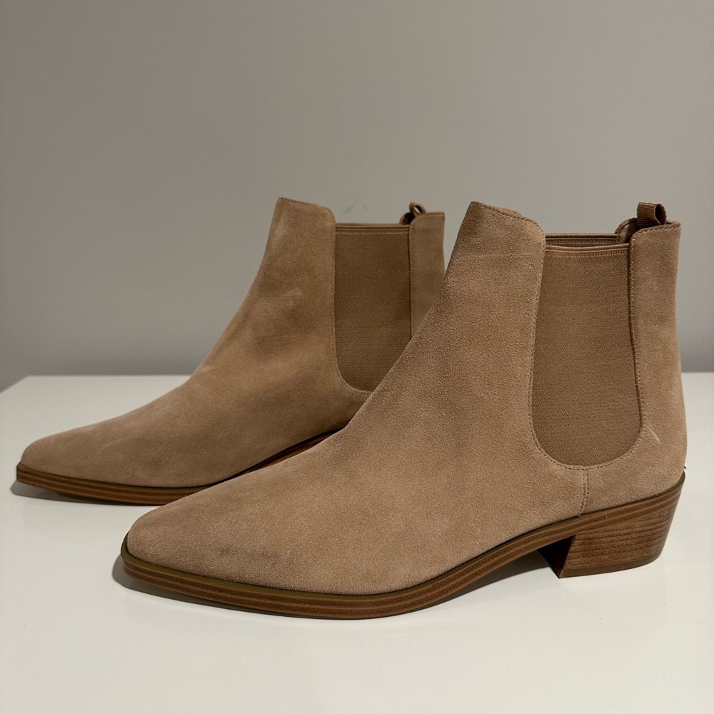 Michael Kors Tan Suede Ankle Boots with Elastic Panels